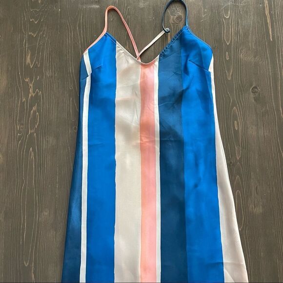 H&M X Lemlem Vertical Stripe Blue, Cream Blogger Favorite Slip Dress NWT - Picture 6 of 12